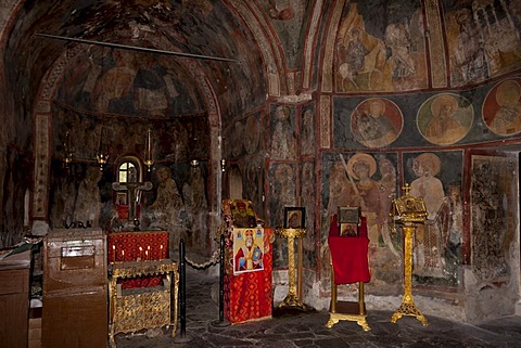 Interior view, Agios Nikolaos Fountokli, medieval monastery church, Rhodes, Greece, Europe