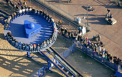 Aerial view, Crazy Surfer, Movie Park Germany, amusement park, Bottrop Kirchhellen, Ruhr Area, North Rhine-Westphalia, Germany, Europe