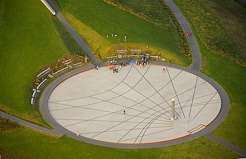 Aerial view, obelisk on Halde Hoheward slag heap between Recklinghausen and Herten, Emscherbruch landscape park, Ruhr Area, North Rhine-Westphalia, Germany, Europe