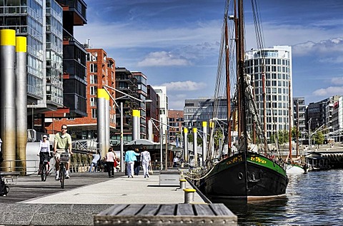 Sandtorhafen harbour in the Hafencity district, Hamburg, Germany, Europe