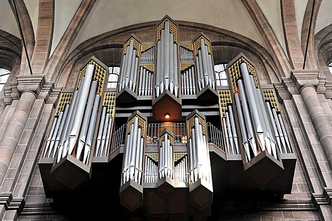 Organ, Worms Cathedral, Cathedral of St Peter, built between 1130 and 1181, Worms, Rhineland-Palatinate, Germany, Europe