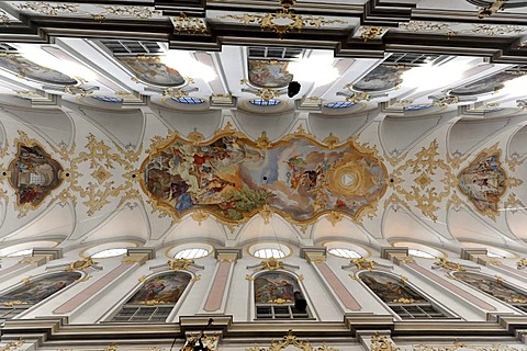 Ceiling frescoes, Peterskirche church, St. Peter's Church, Munich, Bavaria, Germany, Europe