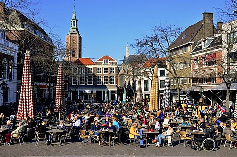 Cafes in the pedestrian zone of The Hague, Holland, Netherlands, Europe