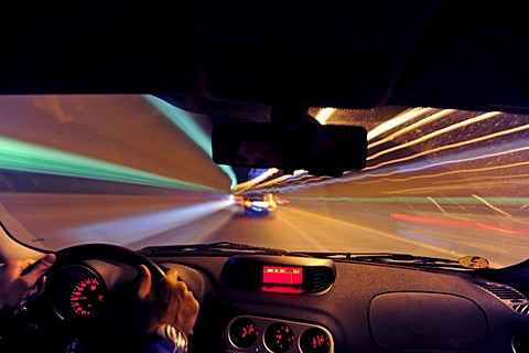 Driving a car in a tunnel