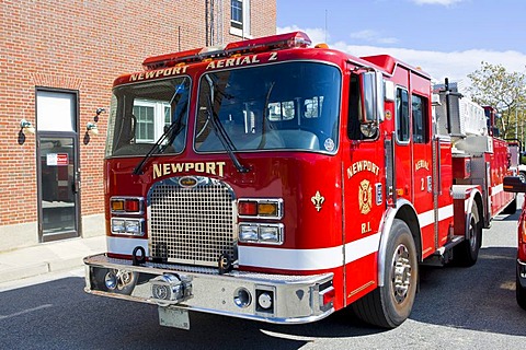 Fire truck in Newport, Rhode Island, New England, USA