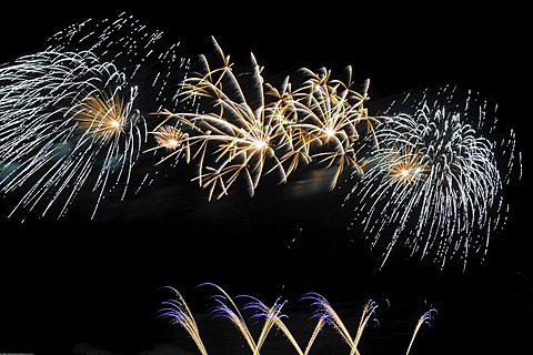 Fireworks display, aerial fireworks display, Brandenburg, Germany, Europe