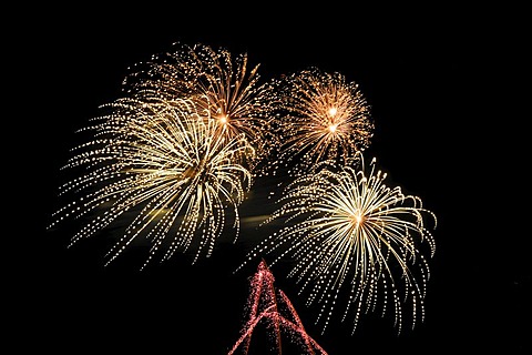 Fireworks display, aerial fireworks display, Brandenburg, Germany, Europe