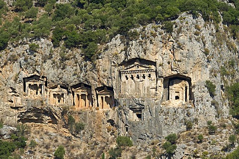 Rock tombs of Caunos near Marmaris, Turkish Aegean Coast, Turkey