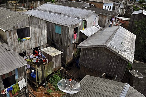 Favela, slums, in the Amazon, city of Tefe near Manaus, Amazonas province, Brazil, South America