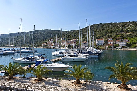 Fishing village of Marina with bay and marina, central Dalmatia, Dalmatia, Adriatic coast, Croatia, Europe, PublicGround