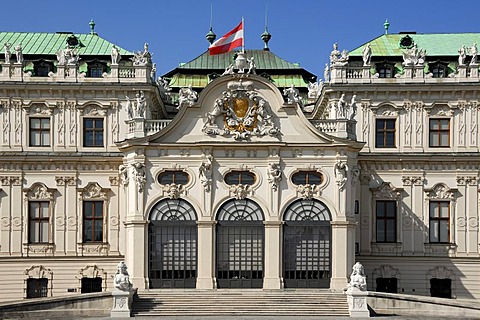 Middle section of the main facade of the Upper Belvedere, built 1721-1723, Prinz-Eugen-Strasse 27, Vienna, Austria, Europe