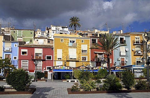 Colourful houses of Villajoyosa, Costa Blanca, Spain, Europe