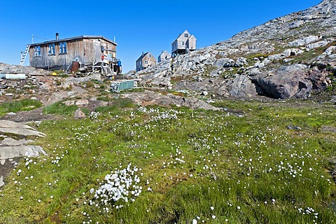 Inuit houses, Inuit settlement Tiniteqilaaq, Sermilik Fjord, East Greenland