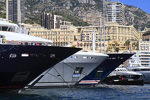 Super yachts at the Monaco Yacht Show, Port Hercule, Monaco, Cote d'Azur, Mediterranean Sea, Europe