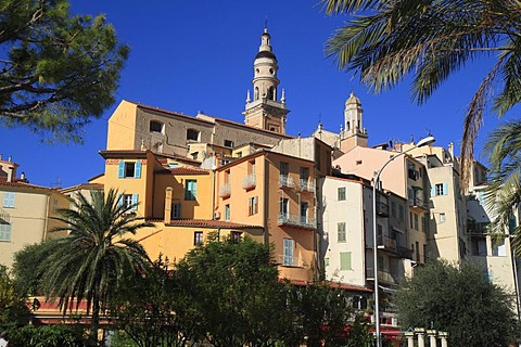 Historic centre and St. Michel church, Menton, Alpes-Maritimes department, Provence-Alpes-Cote d'Azur region, France, Europe