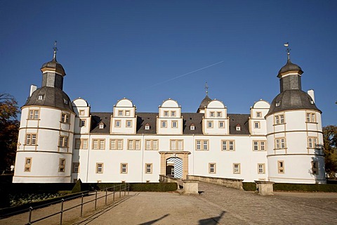 Schloss Neuhaus castle, an outstanding Weser-Renaissance building in Paderborn, North Rhine-Westphalia, Germany, Europe