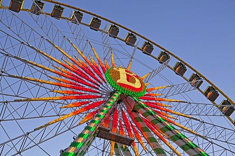 Ferris wheel at the fun fair in Domplatz square, Erfurt, Thuringia, Germany, Europe