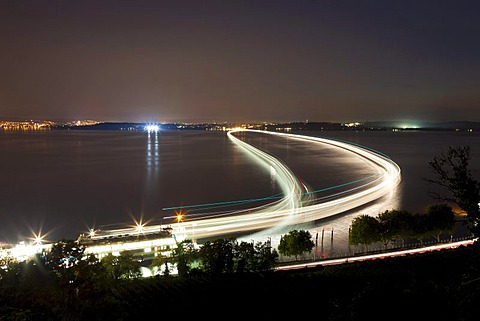 Konstanz - Merseburg ferry line, long exposure, Lake Constance, Baden-Wuerttemberg, Germany, Europe, PublicGround