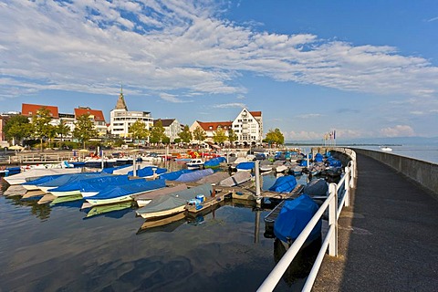 Fishing boats in the harbor, Friedrichshafen, Bodensee, Lake Constance, Baden-Wuerttemberg, Germany, Europe