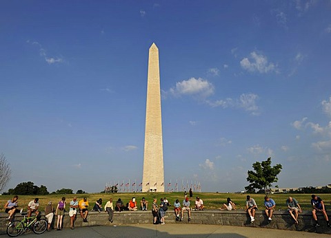 Tourists waiting to be admitted, Washington National Monument, obelisk, Washington DC, District of Columbia, United States of America, PublicGround