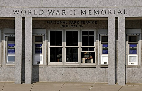 Information office of the National Park Service, operators of the National World War II Memorial, WWII Memorial or Second World War Memorial, Washington DC, District of Columbia, United States of America, PublicGround