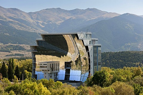 Solar furnace, le Grand Four Solaire d'Odeillo, 1000 kW thermal power station, Font-Romeu-Odeillo-Via, Pyrenees-Orientales, Northern Catalonia, France, Europe, PublicGround