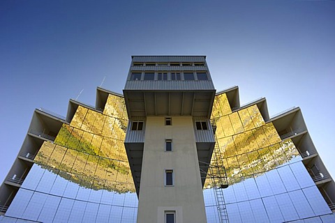 Solar furnace, le Grand Four Solaire d'Odeillo, 1000 kW thermal power station, a concave mirror with absorber, Font-Romeu-Odeillo-Via, Pyrenees-Orientales, Northern Catalonia, France, Europe, PublicGround