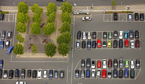 Aerial view, car park, Santa Monica Platz square, Hamm, Ruhr Area, North Rhine-Westphalia, Germany, Europe