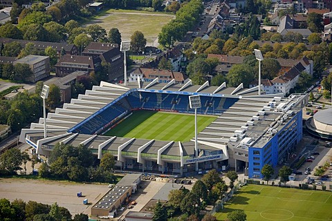 Aerial view, Rewirpowerstadion, Ruhrstadion, stadium of VfL Bochum, Bochum, Ruhr Area, North Rhine-Westphalia, Germany, Europe