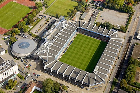 Aerial view, Rewirpowerstadion, Ruhrstadion, stadium of VfL Bochum, Bochum, Ruhr Area, North Rhine-Westphalia, Germany, Europe