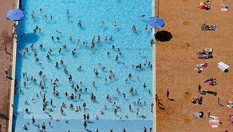 Aerial view, public swimming pool, Grugabad, Essen, Ruhr Area, North Rhine-Westphalia, Germany, Europe