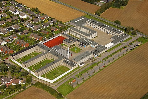 Aerial view, prison, Ergste district, Schwerte, Ruhr area, North Rhine-Westphalia, Germany, Europe