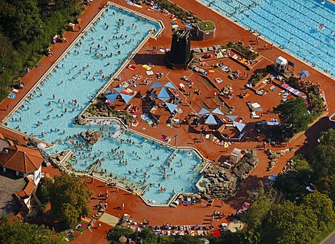 Aerial view, Solebad Werne, public swimming pool, Werne, Ruhr Area, North Rhine-Westphalia, Germany, Europe