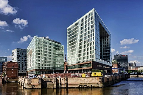 Spiegel publishing house and the Ericus-Kontor office building on Ericusspitze in HafenCity, Hamburg, Germany, Europe