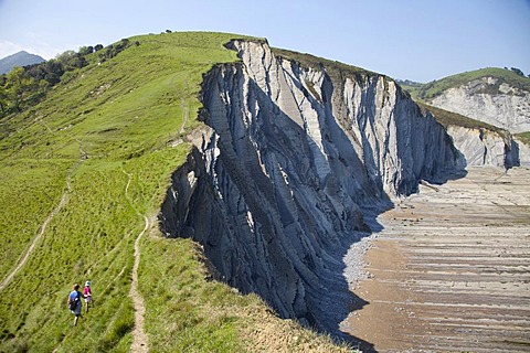 Flysch on the coast of Zumaia, Guipuzcoa, Basque Country, Spain, Europe