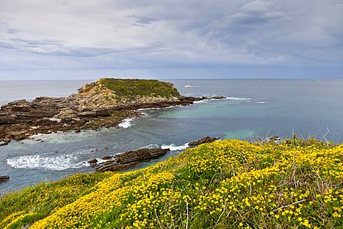 The coast of Hondarribia around the lighthouse, Guipuzcoa, Basque Country, Spain, Europe