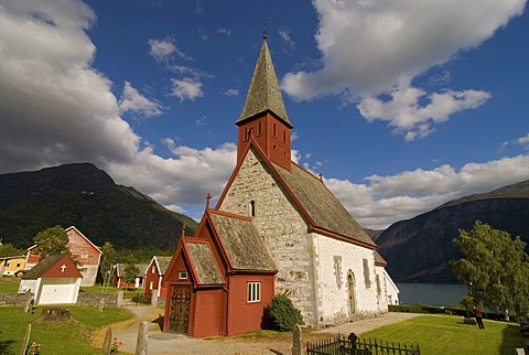 Dale Kyrkje church, in Luster near the banks of Lusterfjord, Norway, Europe