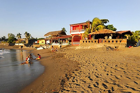 Las Penitas beach near Poneloya at dusk, Leon, Pacific Ocean, Nicaragua, Central America