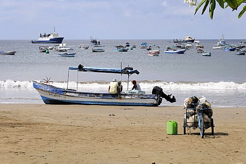 Boats, beach, San Juan del Sur, Nicaragua, Central America