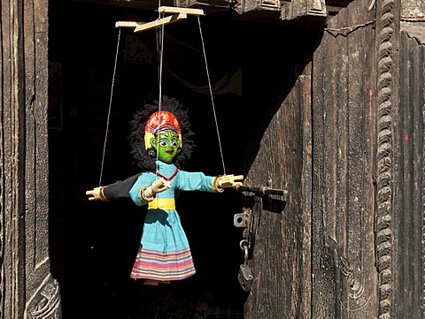 Marionette, souvenir for sale in the streets of Bhaktapur, Kathmandu, Nepal, South Asia