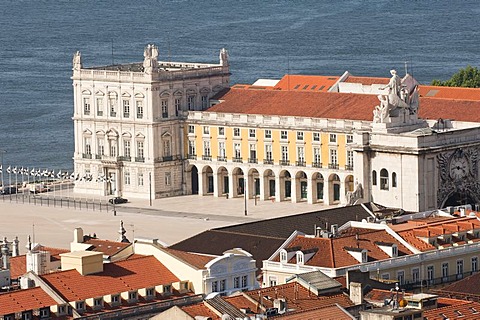 Praca do comercio, commerce square, near Tajus river, Baixa district, Lisbon, Portugal, Europe