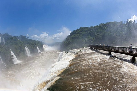 Iguazu or Iguacu falls viewed from the Brazilian side, Unesco National Park, Misiones Province, Argentina, South America