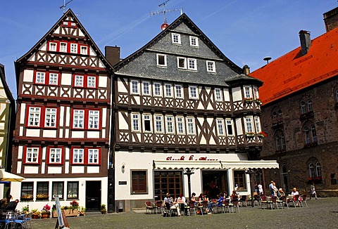 Buecking-Haus, a half-timbered house on the marketplace of Alsfeld, Hesse, Germany, Europe