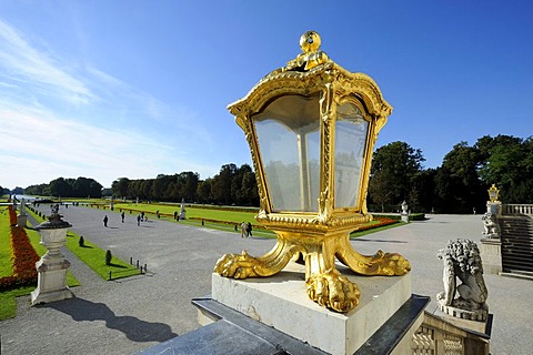 Pompous lantern, park of Nymphenburg Palace, Munich, Bavaria, Germany, Europe