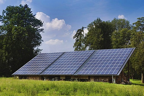 Solar panels on the roof of a shed, PublicGround