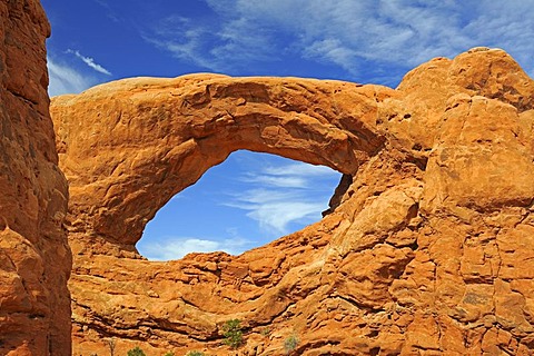 South Window, natural arch in the evening light, Arches National Park, Utah, USA