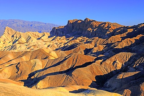 Coloured rock formations in the morning light, Zabriske Point, Death Valley National Park, California, USA