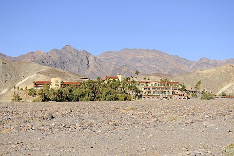 Hotel resort complex, Furnace Creek Inn, Death Valley National Park, California, USA