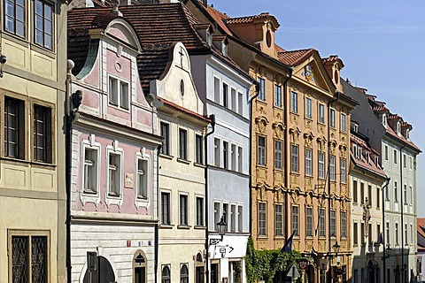 Row of historic houses, Mala Strana district, Prague, Bohemia, Czech Republic, Europe