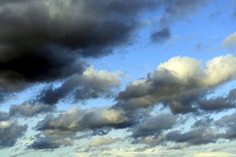 Cumulus clouds, rain clouds, thunderstorm clouds, approaching thunderstorm